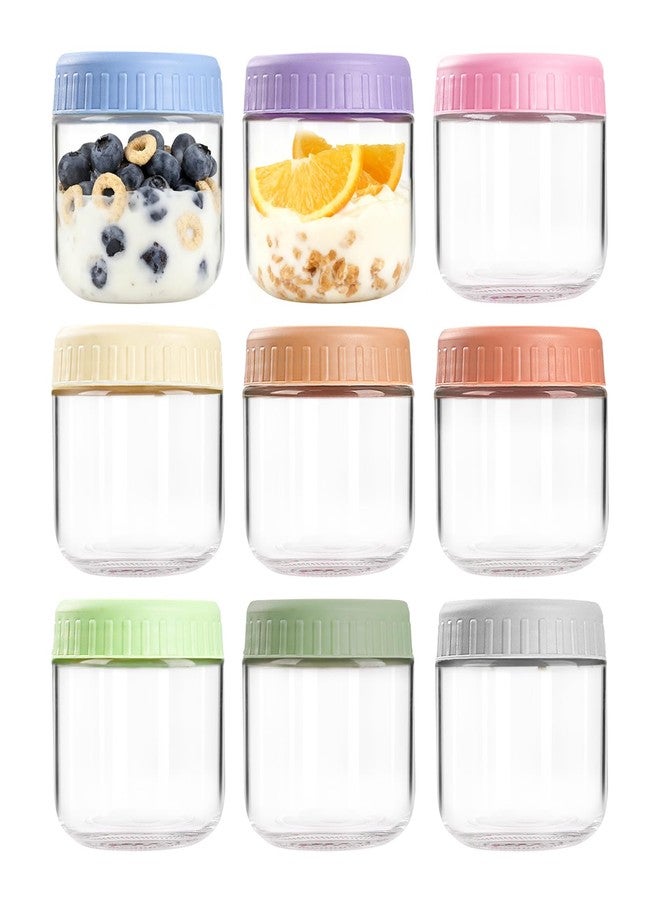 COYACOOL 9 Pack Overnight Oats Containers with Lids, 10 oz Mason Jars with Airtight Lids, Wide Mouth Meal Prep Food Storage Glass Containers for Yogurt Salad Chia Pudding Oatmeal Snack Breakfast - Image 1