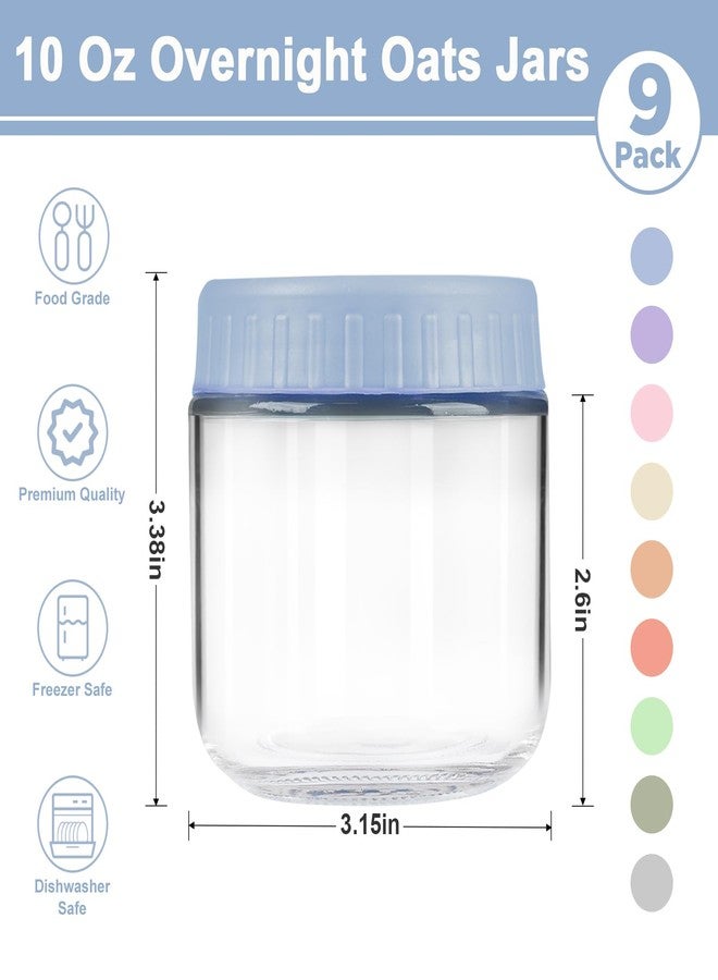 COYACOOL 9 Pack Overnight Oats Containers with Lids, 10 oz Mason Jars with Airtight Lids, Wide Mouth Meal Prep Food Storage Glass Containers for Yogurt Salad Chia Pudding Oatmeal Snack Breakfast - Image 2