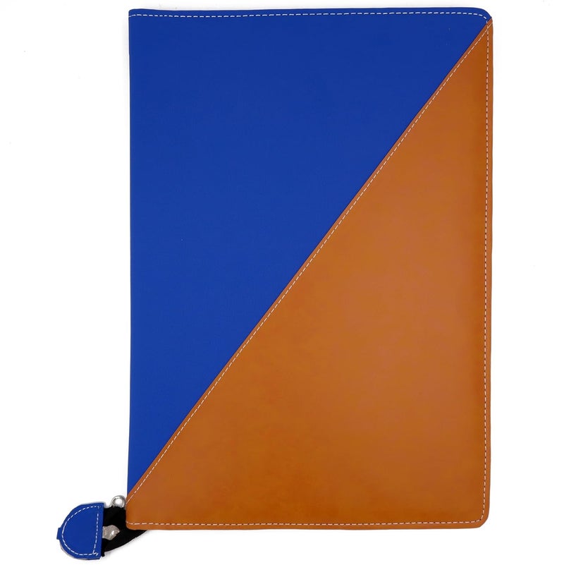 Asraw Professional PU Leather Multipurpose B4 Size Document Holder 20 Leafs Zipper File Folder Organizer for Certificates, Marksheets, Degrees, Interview Portfolio, Important Documents (Brown-Blue) - Image 1