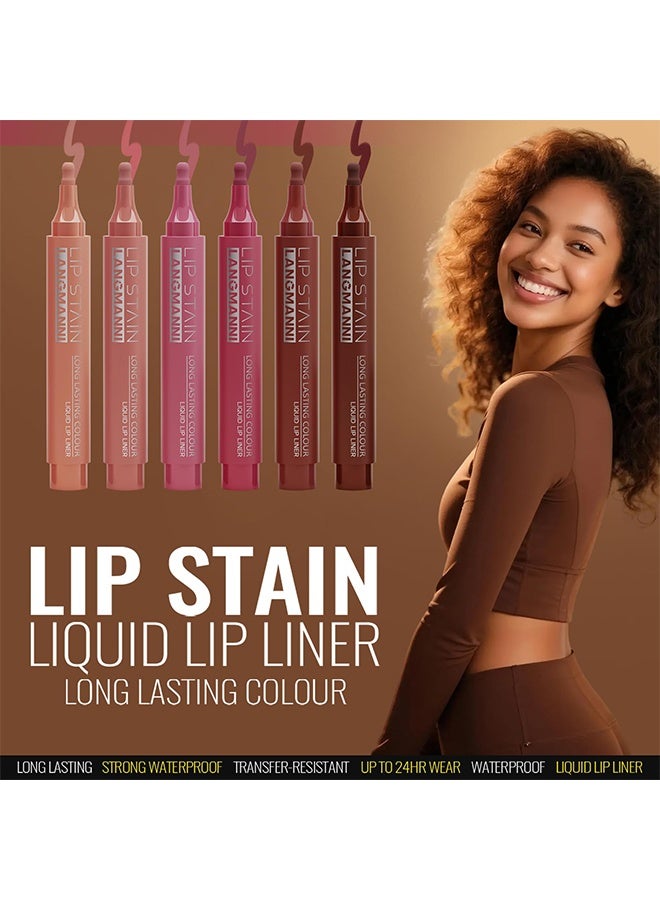 LANGMANNI Lip Stain ，Marker Matte Liquid Lip Stain Pen,Highly Pigmented,Long-Lasting,Lip Liner Lip Contour Multi-Use #05 - Image 2