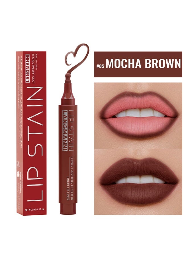 LANGMANNI Lip Stain ，Marker Matte Liquid Lip Stain Pen,Highly Pigmented,Long-Lasting,Lip Liner Lip Contour Multi-Use #05 - Image 1