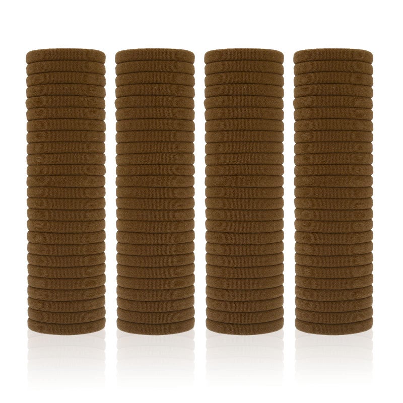 PIDOUDOU 100 Pack Seamless Hair Ties for Women Girls Ponytail Holders for Thick Hair MidBrown - Image 2