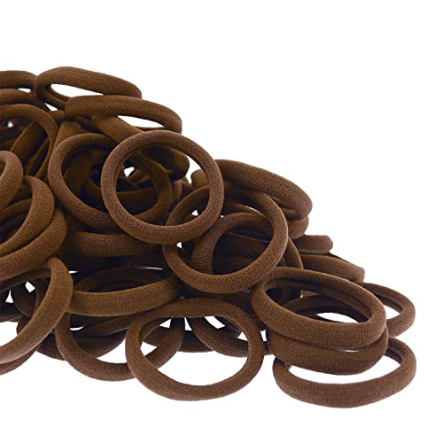 PIDOUDOU 100 Pack Seamless Hair Ties for Women Girls Ponytail Holders for Thick Hair MidBrown - Image 3