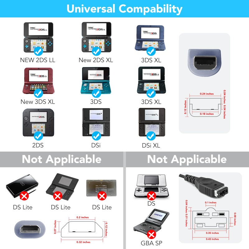 Trenro شاحن 3DS، محول طاقة بديل لجهاز نينتندو 3DS/ DSi/ DSi XL/ 2DS/ 2DS XL/ New 3DS XL 100-240V محول تيار متردد لجهاز 2DS 3DS - Image 2