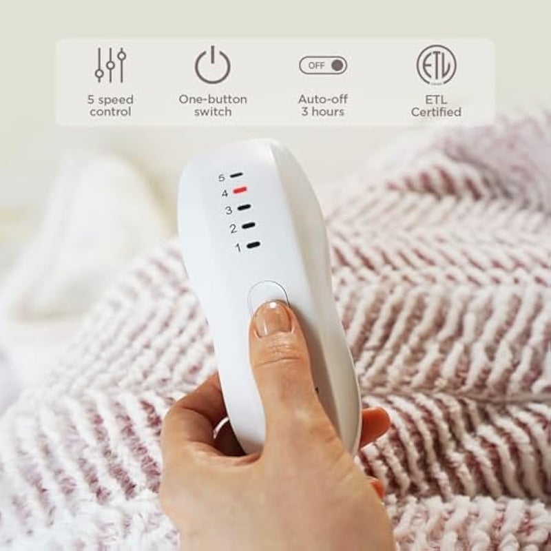 Loquat Heated Blanket Electric Blanket 50 x 60 - Cozy Soft Heated Throw with 5 Heating Levels & 3 Hours Auto Off,Machine Washable,ETL & FCC Certification,Over-Heat Protect(Frosty Pink) - Image 2