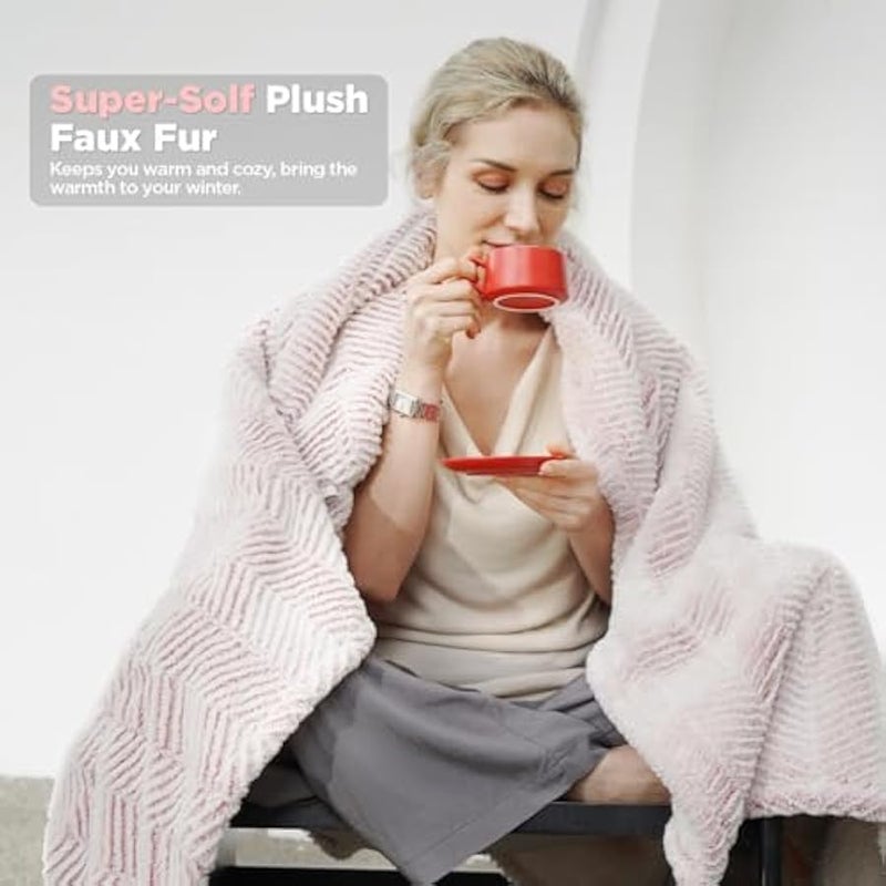 Loquat Heated Blanket Electric Blanket 50 x 60 - Cozy Soft Heated Throw with 5 Heating Levels & 3 Hours Auto Off,Machine Washable,ETL & FCC Certification,Over-Heat Protect(Frosty Pink) - Image 5