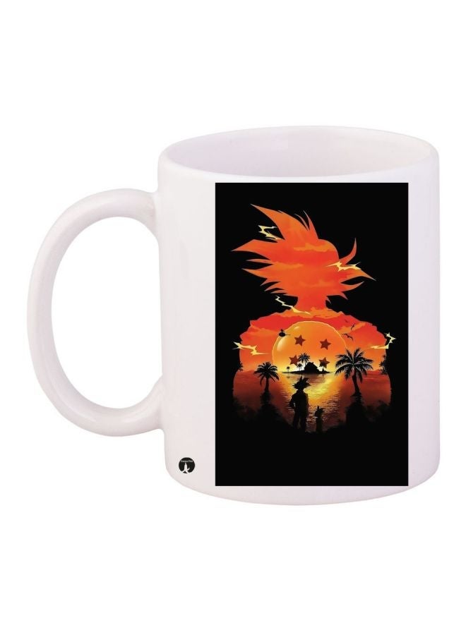 RYN Cartoon Printed Coffee Mug White/Black/Orange 11ounce
