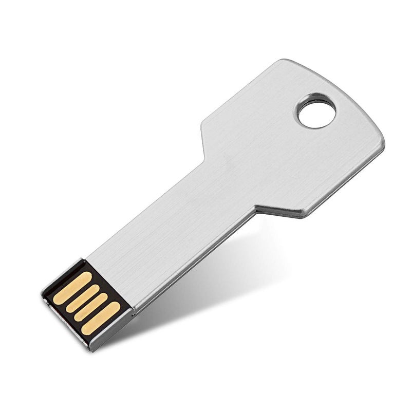 K&ZZ 64G Key Shape USB Flash Drive, K&ZZ Metal Thumb Drive USB2.0 Flash Disk Memory USB Stick Expansion Disk, Silver 64GB - Image 2