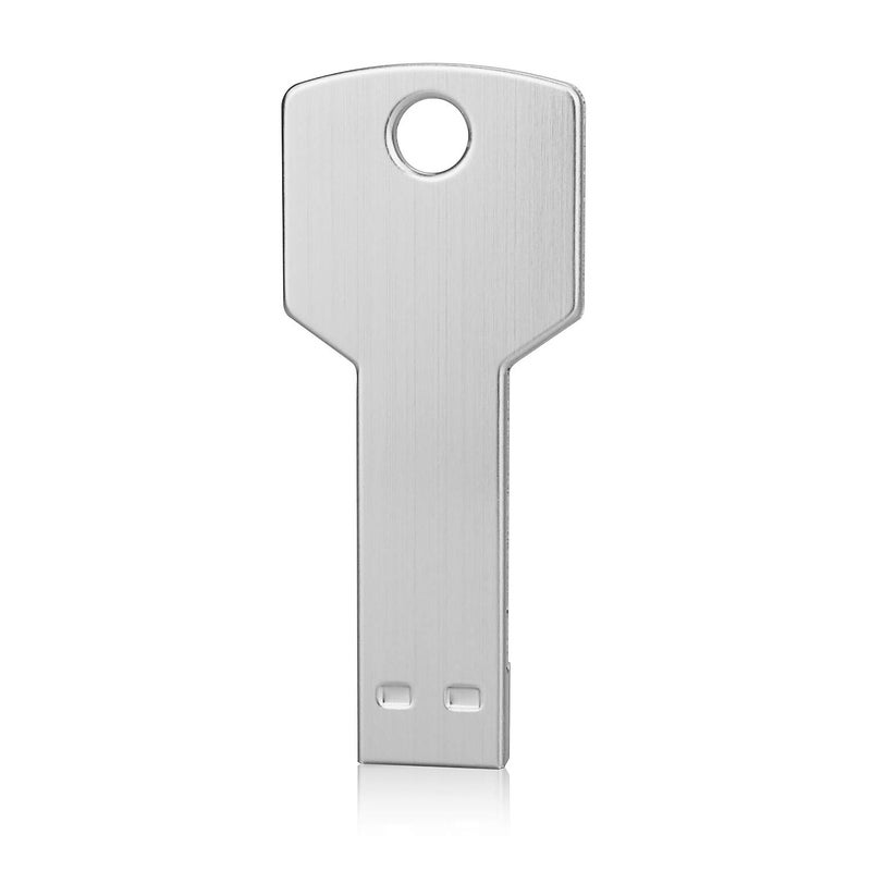 K&ZZ 64G Key Shape USB Flash Drive, K&ZZ Metal Thumb Drive USB2.0 Flash Disk Memory USB Stick Expansion Disk, Silver 64GB - Image 1