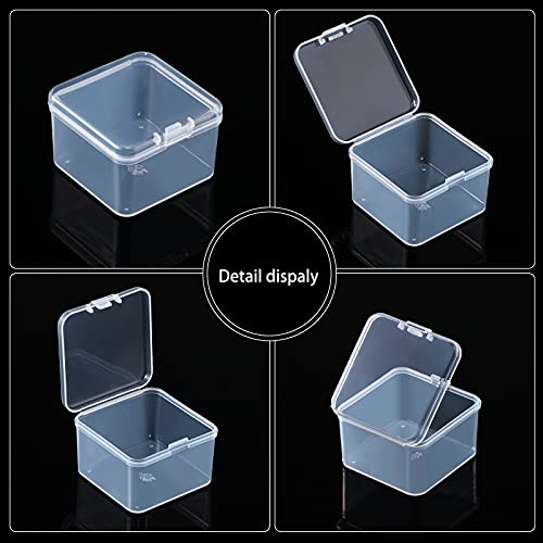 Satinior 48 Packs Clear Small Plastic Containers Transparent Storage Box with Hinged Lid for Small Items Crafts Jewelry (2 x 2 x 1.4 Inches) - Image 3
