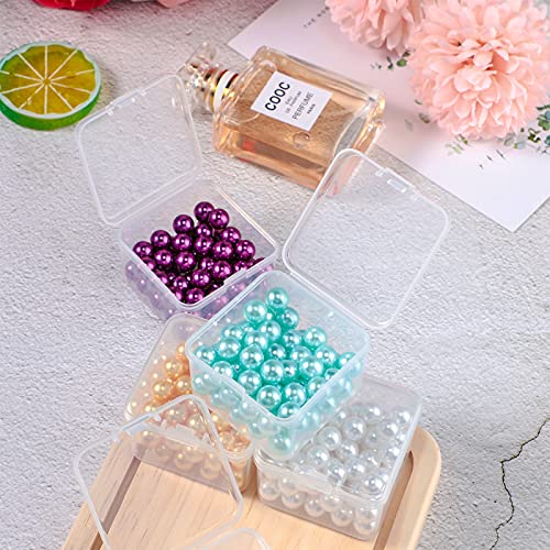Satinior 48 Packs Clear Small Plastic Containers Transparent Storage Box with Hinged Lid for Small Items Crafts Jewelry (2 x 2 x 1.4 Inches) - Image 5