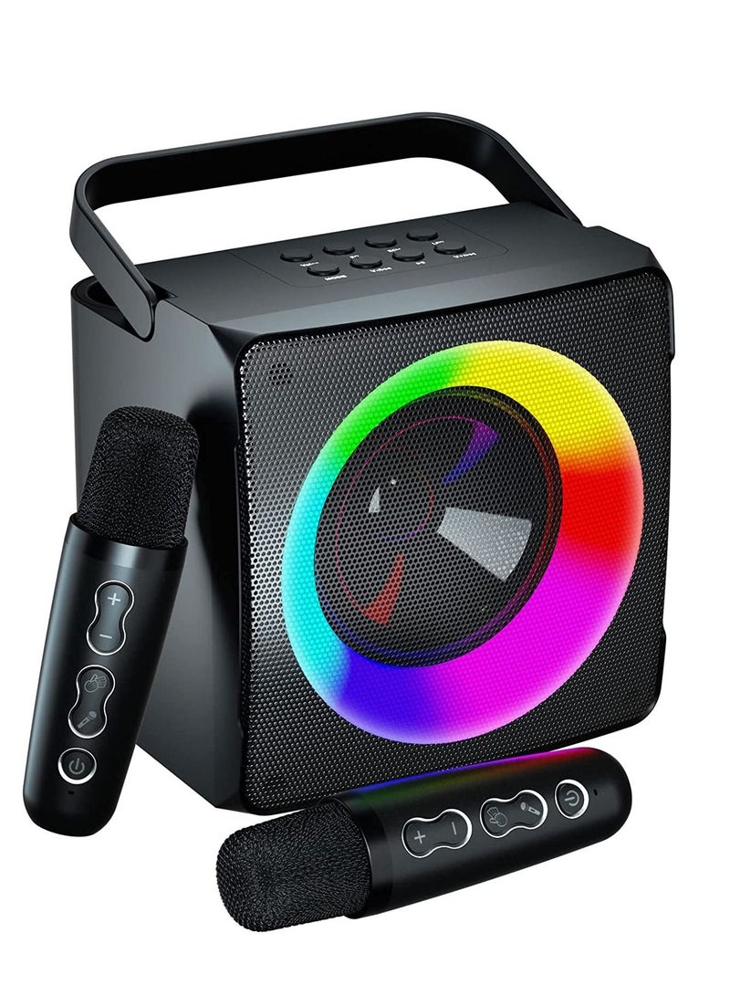 Karaoke Machine for Adults and Kids Portable Bluetooth Speaker PA System with 2 Wireless Karaoke Microphone  LED Party Lights Birthday Gift Home Party Meeting  - Image 1