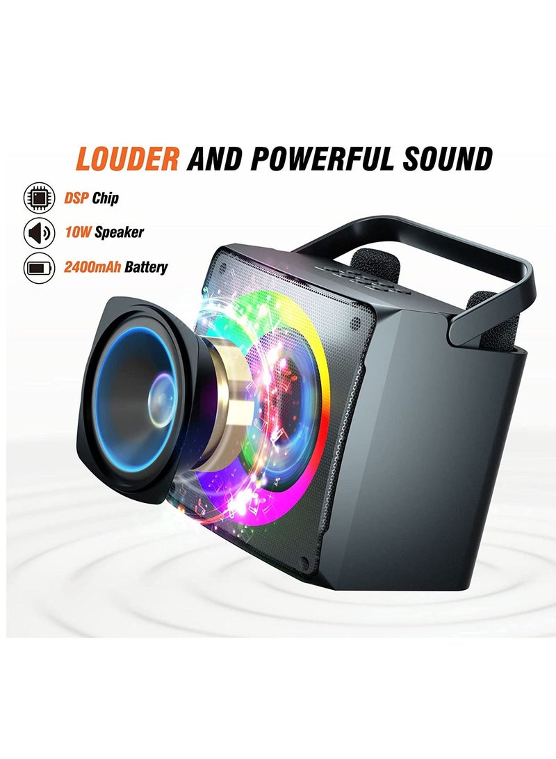 Karaoke Machine for Adults and Kids Portable Bluetooth Speaker PA System with 2 Wireless Karaoke Microphone  LED Party Lights Birthday Gift Home Party Meeting  - Image 2
