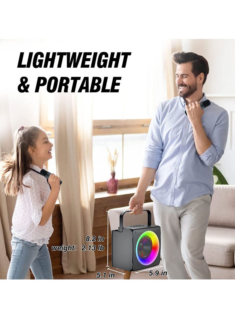 Karaoke Machine for Adults and Kids Portable Bluetooth Speaker PA System with 2 Wireless Karaoke Microphone  LED Party Lights Birthday Gift Home Party Meeting  - Image 5