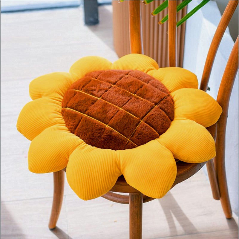 LEVINIS Yellow Sunflower Cushion Mat Home Decor Reversible Floor Pillow Seating Cushion Girls Boys Mother Gift Soft Velvet Stuffed Throw Pillows for Bed Couch Chair Car Office 19