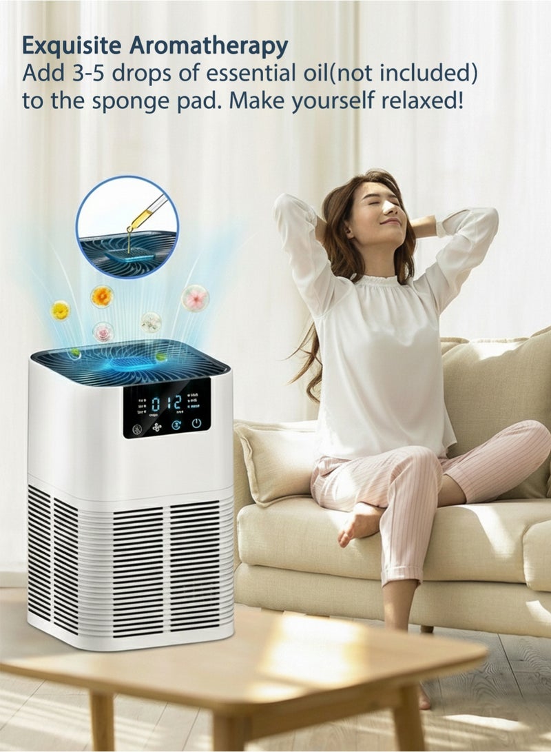 يونيسبرو منقّي هواء للغرف والمنزل حتى 30 م² مع فلتر H13 HEPA حقيقي وإسفنجة عطرية، تشغيل هادئ 25 ديسيبل لتنقية الهواء من الحساسية ووبر الحيوانات الأليفة وحبوب اللقاح والدخان والروائح - Image 3