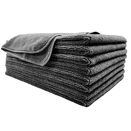 POLYTE Professional Quick Dry Lint Free Microfiber Hair Drying Salon Towel, 16 x 29 in, 8 Pack (Dark Gray) - Image 1