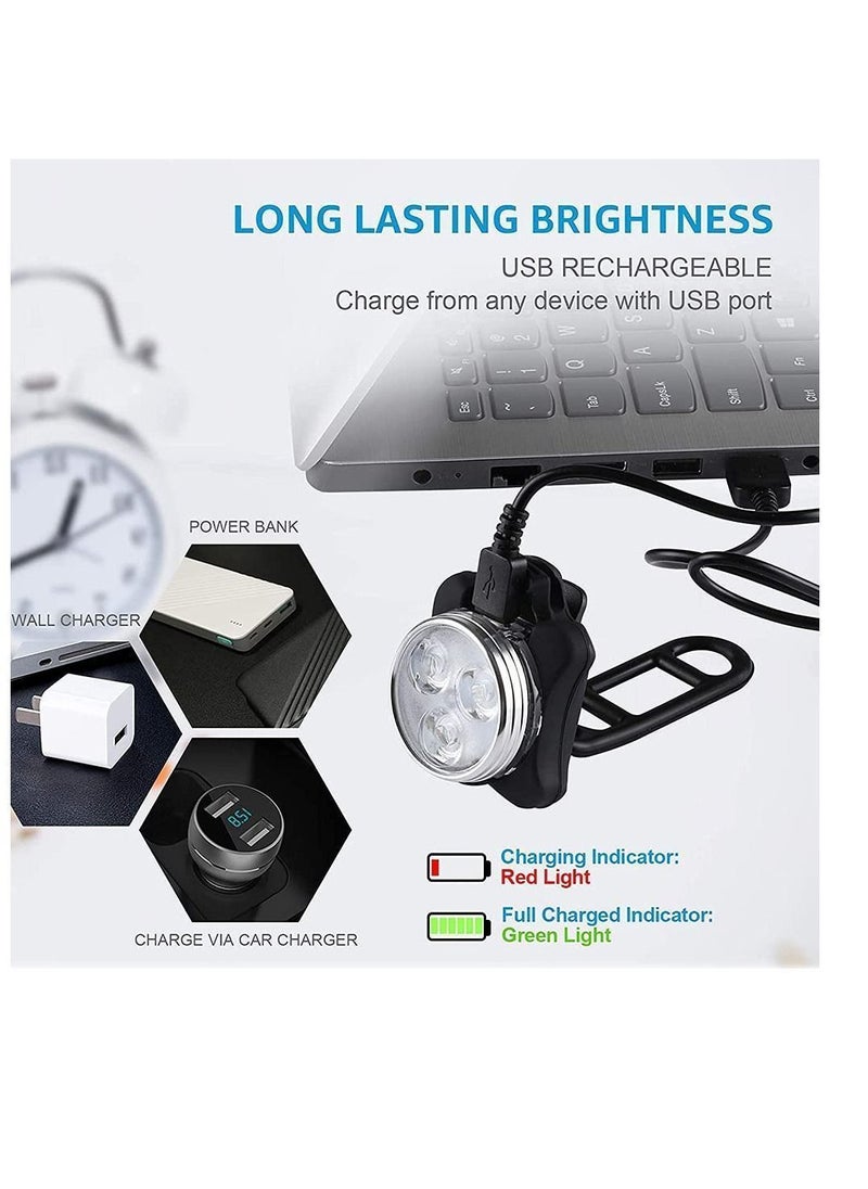 Y&D Bike Light Set, Super Bright USB Rechargeable Bicycle Lights, 4 Brightness Modes Options Cycling Front and Rear Light, Waterproof Mountain Road Lights (2 Cables, Straps)  - Image 3