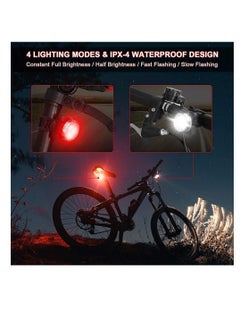Y&D Bike Light Set, Super Bright USB Rechargeable Bicycle Lights, 4 Brightness Modes Options Cycling Front and Rear Light, Waterproof Mountain Road Lights (2 Cables, Straps)  - Image 4