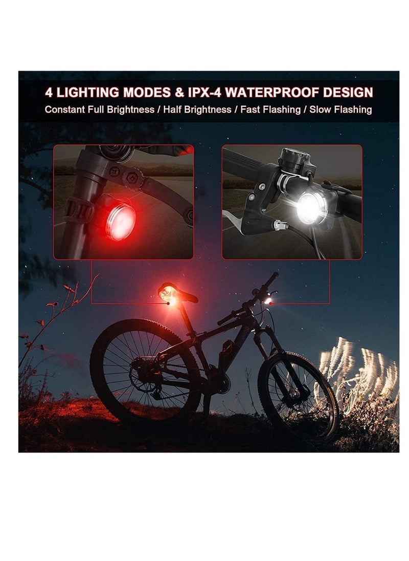 Y&D Bike Light Set, Super Bright USB Rechargeable Bicycle Lights, 4 Brightness Modes Options Cycling Front and Rear Light, Waterproof Mountain Road Lights (2 Cables, Straps)  - Image 4