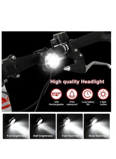 Y&D Bike Light Set, Super Bright USB Rechargeable Bicycle Lights, 4 Brightness Modes Options Cycling Front and Rear Light, Waterproof Mountain Road Lights (2 Cables, Straps)  - Image 5