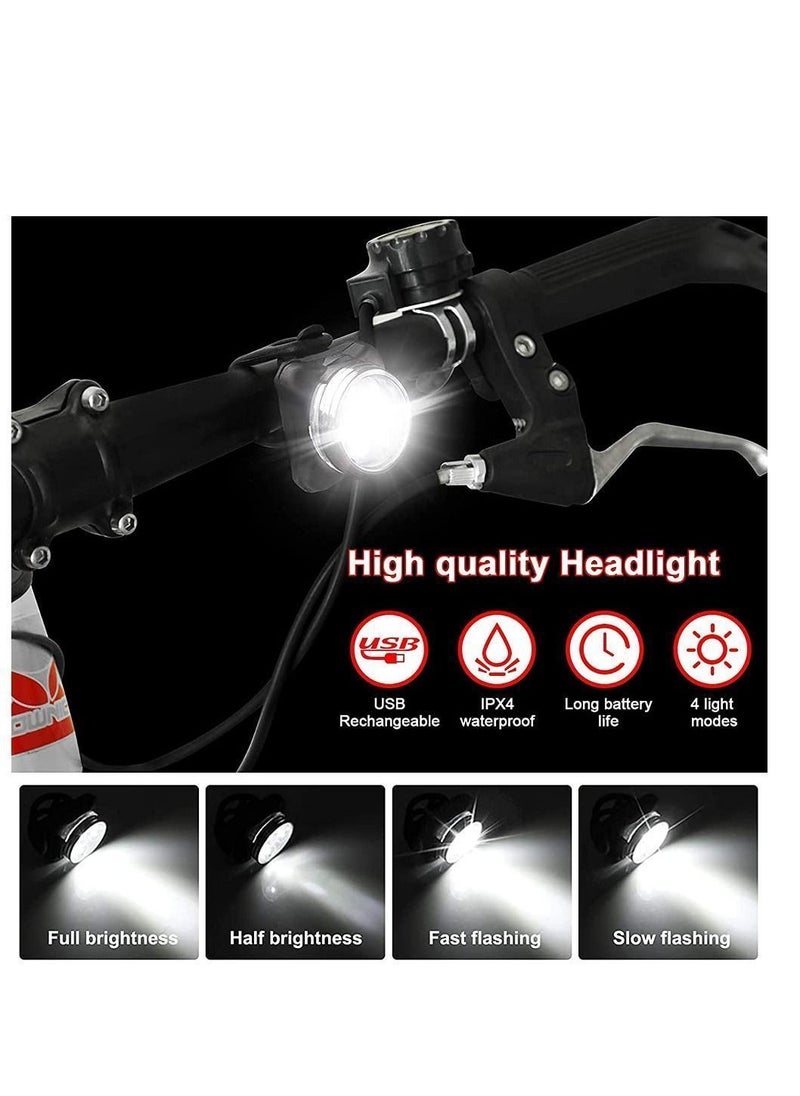 Y&D Bike Light Set, Super Bright USB Rechargeable Bicycle Lights, 4 Brightness Modes Options Cycling Front and Rear Light, Waterproof Mountain Road Lights (2 Cables, Straps)  - Image 5