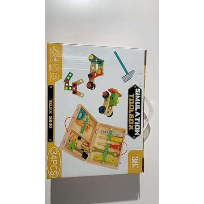 CHILDREN'S WOODEN TOOL BOX TOY SET - Image 3
