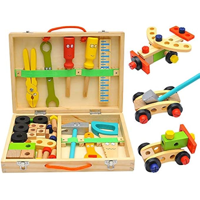 CHILDREN'S WOODEN TOOL BOX TOY SET - Image 1