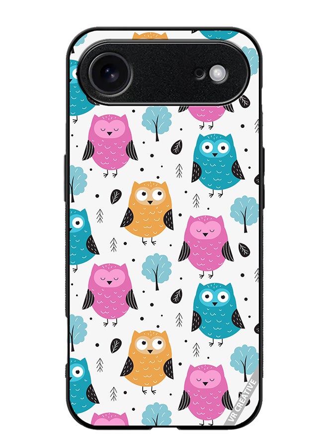 Protective Case Cover For Apple iPhone 17 Air Owls Seamless Pattern Design Multicolour