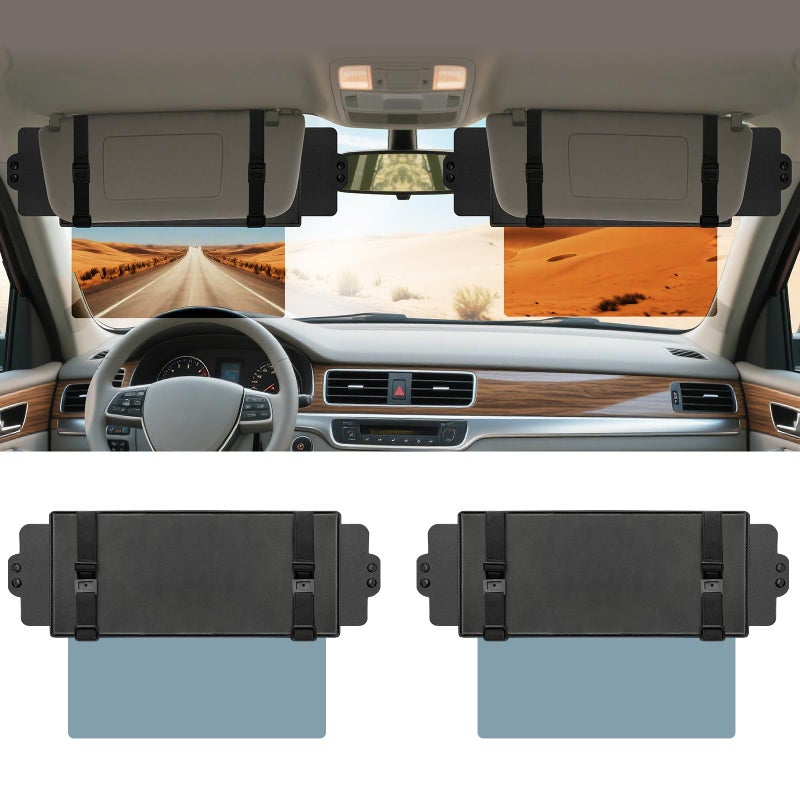 Autiora Sun Visor Extender for Car, Visor Extender Sun Blocker, Sun Visor Extension with Anti-Glare Lens Blocks UV & Sunlight, Adjustable Car Sun Visor for Safe Driving (2 Pack) - Image 1