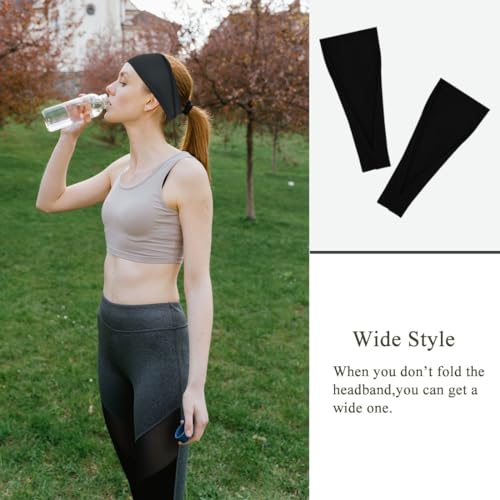 YONUF Fashion Headbands For Women Wide Headband Yoga Workout Head Bands Hair Accessories Black Band 6 Pack - Image 3