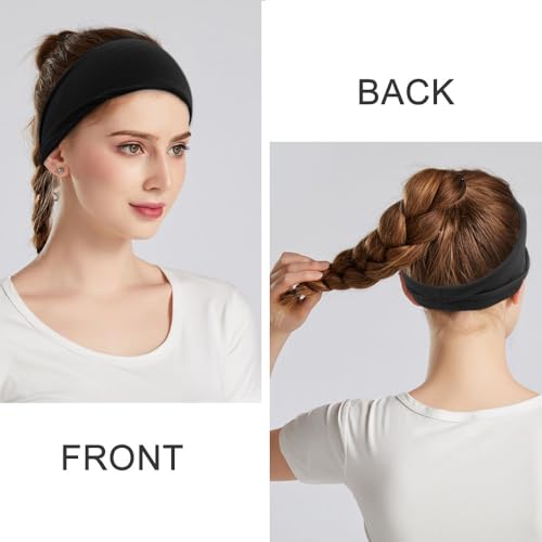 YONUF Fashion Headbands For Women Wide Headband Yoga Workout Head Bands Hair Accessories Black Band 6 Pack - Image 2