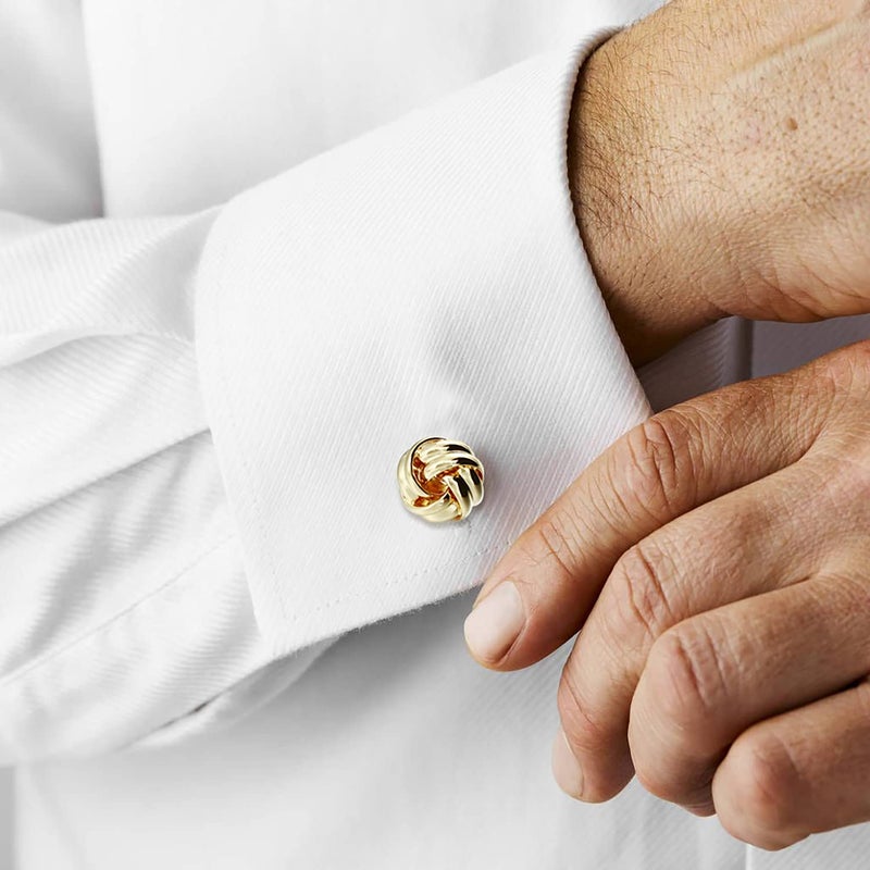 HAWSON Flower Knot Cufflinks and Tuxedo Studs Set Men Dress Shirt Studs Wedding Business Accessories (Gold Tone) - Image 3