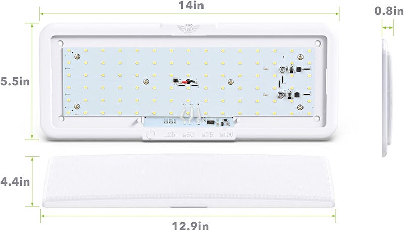 Leisure LED RV Ceiling Light 14" x 5.5" Fixture 950 Lumen with Touch Dimmer Switch (2-Pack) - Image 2