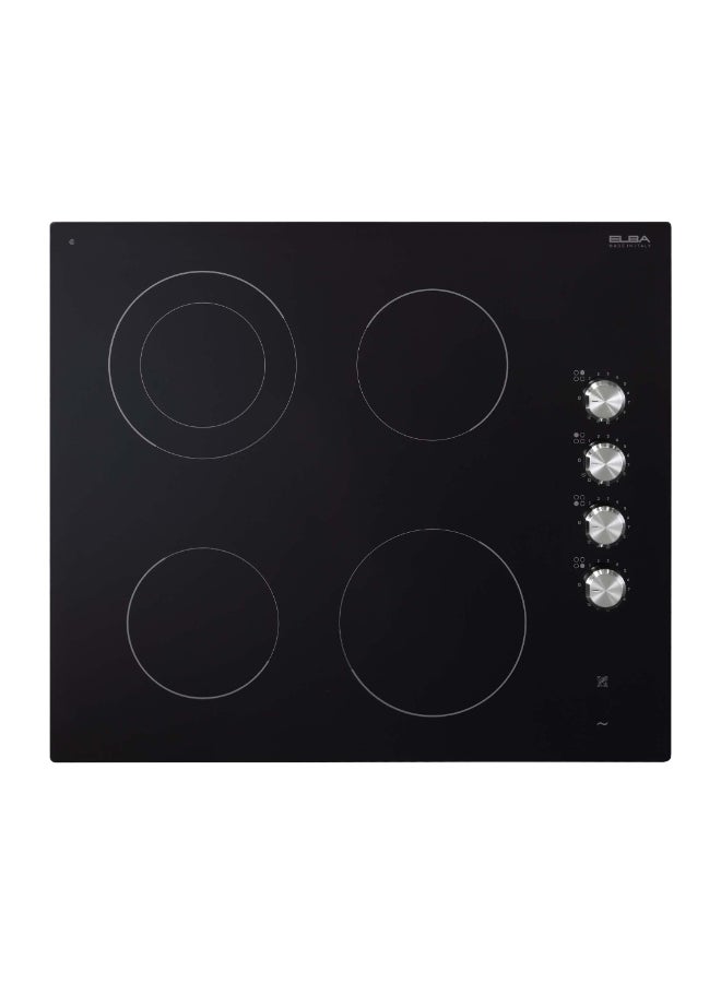 ELBA Built-In Ceramic Hob 60 Cm, 5 Zone Cooktop, Black Glass - Image 1