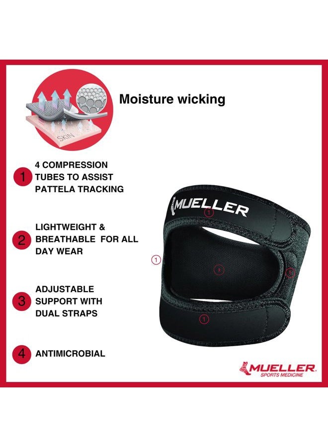 Mueller Sports Medicine Adjustable Max Knee Single Strap, Knee Pain Relief Support for Men and Women, Ideal for Osgood-Schlatter's, Runner's Knee, Patellar Tendinitis, Black, Small/Medium - Image 3