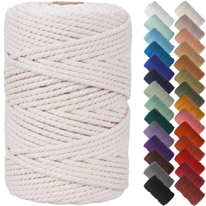 NOANTA Natural Macrame Cord 4mm x 109Yards, Beige Macrame Rope, Cotton Cord for Wall Hanging, Plant Hangers, Christmas Crafts, Knitting - Image 1