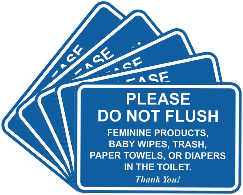 All Quality Classic Framed Please Do Not Flush Thank You Bathroom Etiquette Sign - 5" x 7" (Blue) 5 Pack - Image 1