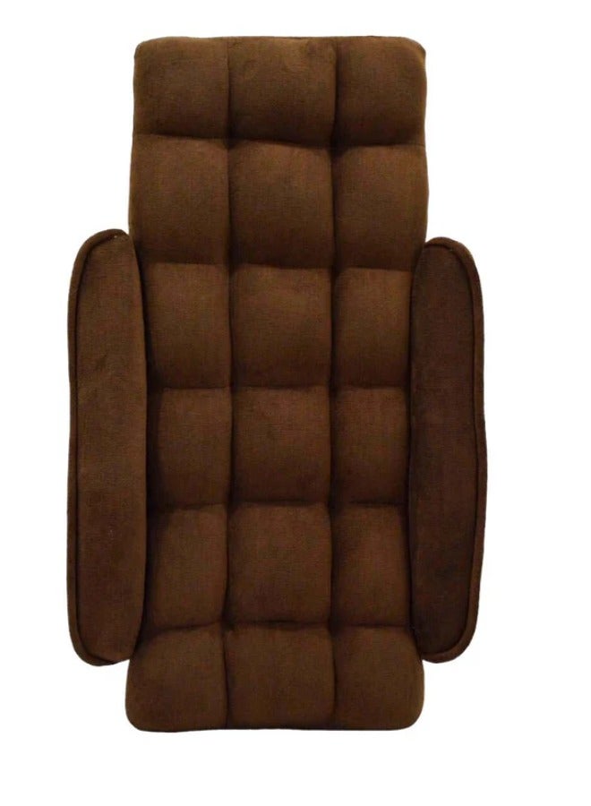 SMART HOME Luxury Folding Floor Chair with Armrest – Comfortable Velvet Fabric Recliner Chair for Relaxing and Camping, Comfortable Back Support, Folds Easily for Storage, Ideal for Living Rooms, Gaming, and Picnics, 60 x 54 x 54 cm, Brown - Image 4