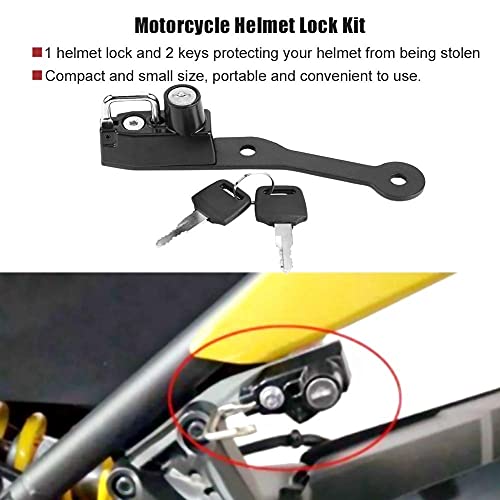 Acouto Helmet Lock Aluminium Alloy Motorcycle Helmet Lock Mount Hook Keys Locking Kit Fit for MT-07 FZ-07 2014-2017/FJ-07 2014-2016 - Image 2