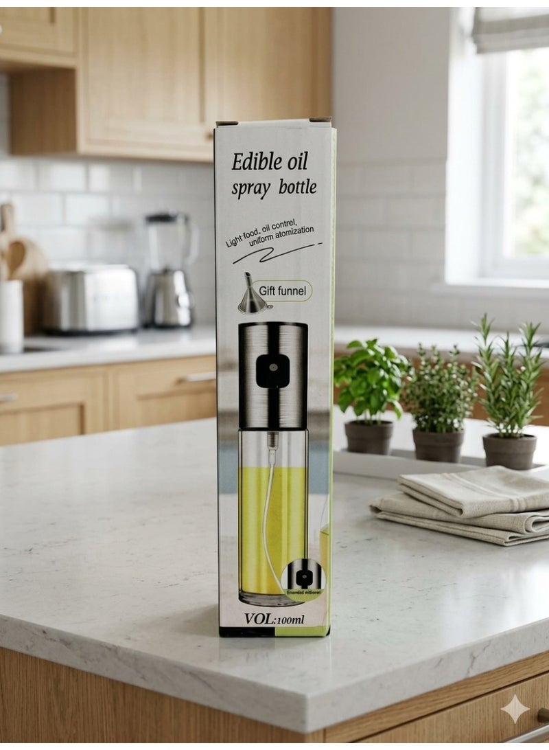 Refillable Edible Oil Spray Bottle 100ml – Glass Oil Mister for Cooking, Baking & Grilling Assorted Color. - Image 1