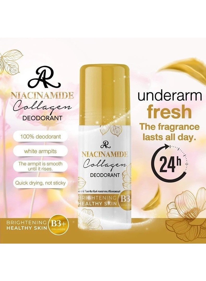 AR Niacinamide & Collagen Deodorant Roll On 75ml – Underarm Brightening, Long-Lasting Odor Protection & Healthy Skin - Image 4