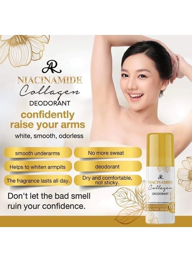 AR Niacinamide & Collagen Deodorant Roll On 75ml – Underarm Brightening, Long-Lasting Odor Protection & Healthy Skin - Image 3