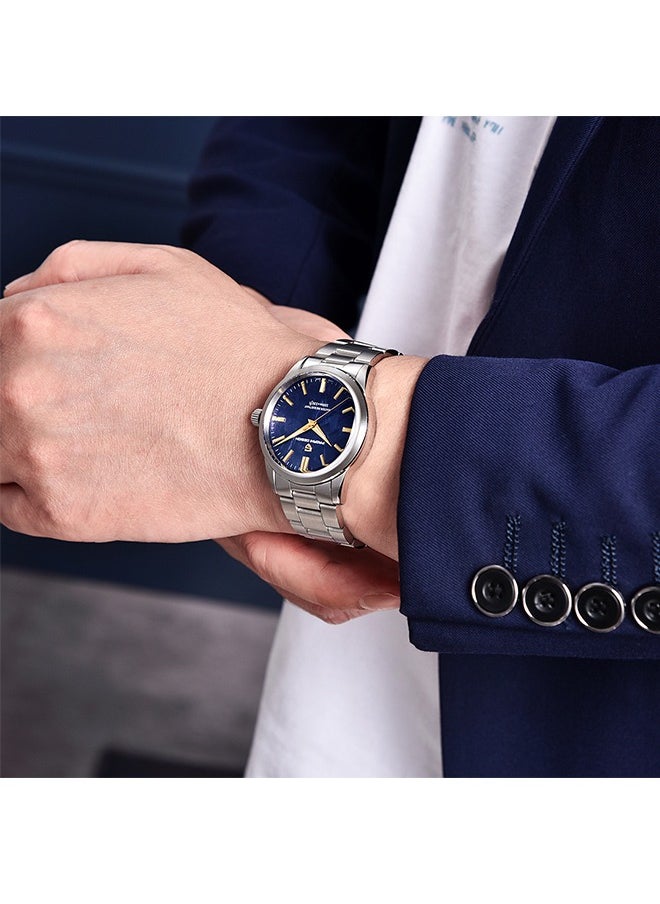 PAGANI DESIGN PD1734 Quartz Men's Watches 40mm Full Stainless Steel VH31 Movement Business Waterproof Wrist Watches for Men,Silver Blue  - Image 2