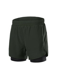 Men's 2-in-1 Running Shorts Quick Drying Breathable Active Training Exercise Jogging Cycling Shorts with Longer Liner