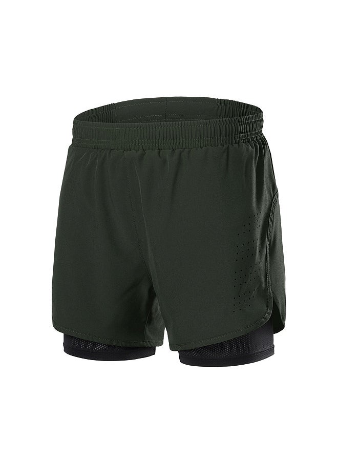 LIXADA - Men's 2-in-1 Running Shorts Quick Drying Breathable Active Training Exercise Jogging Cycling Shorts with Longer Liner - Image 1