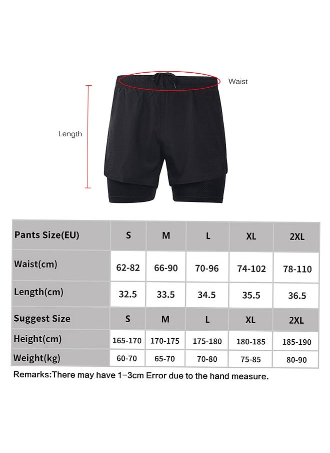 LIXADA - Men's 2-in-1 Running Shorts Quick Drying Breathable Active Training Exercise Jogging Cycling Shorts with Longer Liner - Image 1