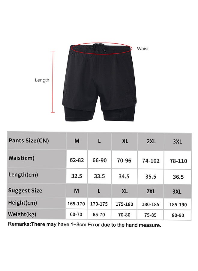 LIXADA - Men's 2-in-1 Running Shorts Quick Drying Breathable Active Training Exercise Jogging Cycling Shorts with Longer Liner - Image 1