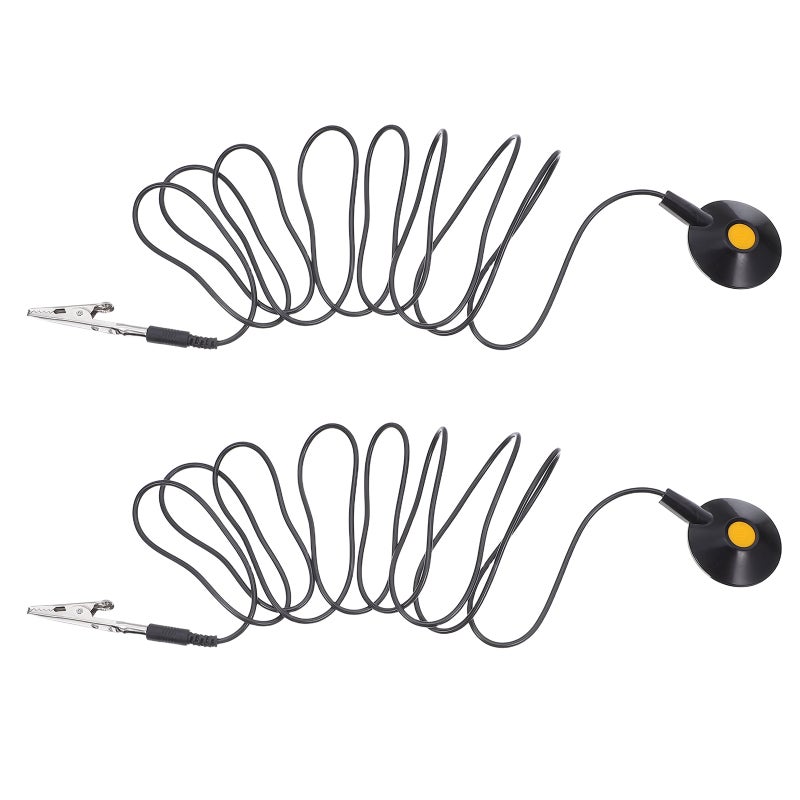2pcs Esd Grounding Cable: Anti-Static Grounding Cable With Cup Clip - 1.8m Ground Wire Device Connection Industrial Use - Image 1