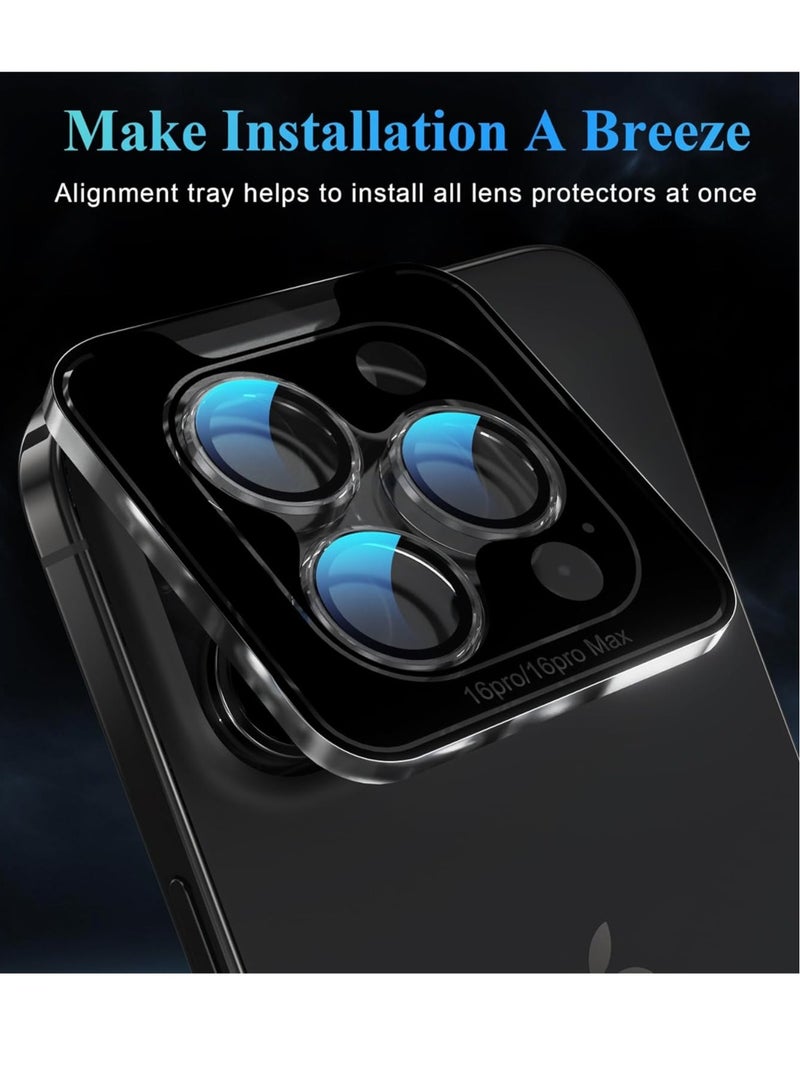 Camera Lens Protector for iPhone 16 Pro/Pro Max – Tempered Glass with Metal Frame, 1-Step Installation Tray, Case Friendly, Clear – 2 Pack - Image 5